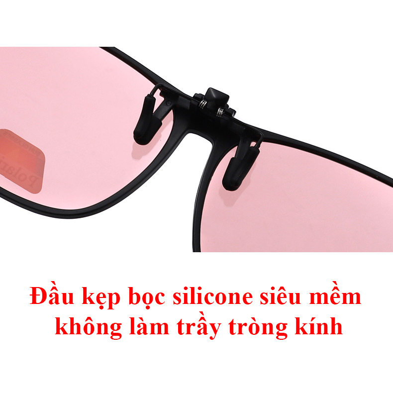 Kẹp kính râm vuông lớn phân cực Polarized có viền [ Tặng kèm hộp - có sẵn ]
