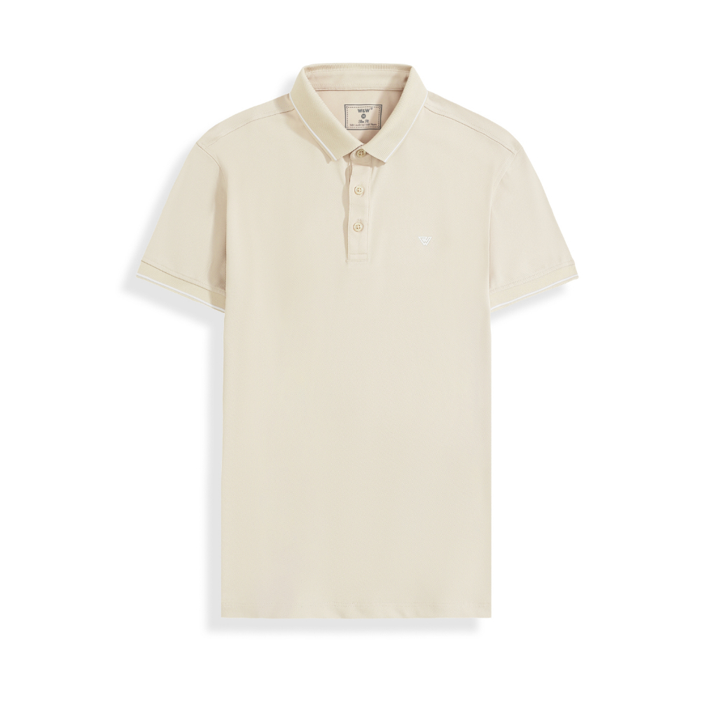 W & W Men's CVC soft breathable slim fit casual slim fit polo shirt W po101s