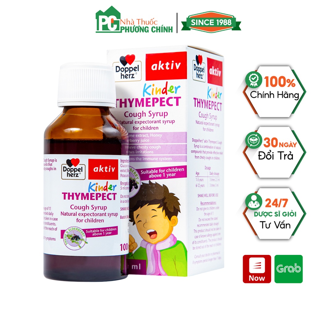 Siro ho cho bé doppelherz aktiv kinder thymepect cough syrup - hỗ trợ giảm ho có đờm, nâng cao sức đề kháng