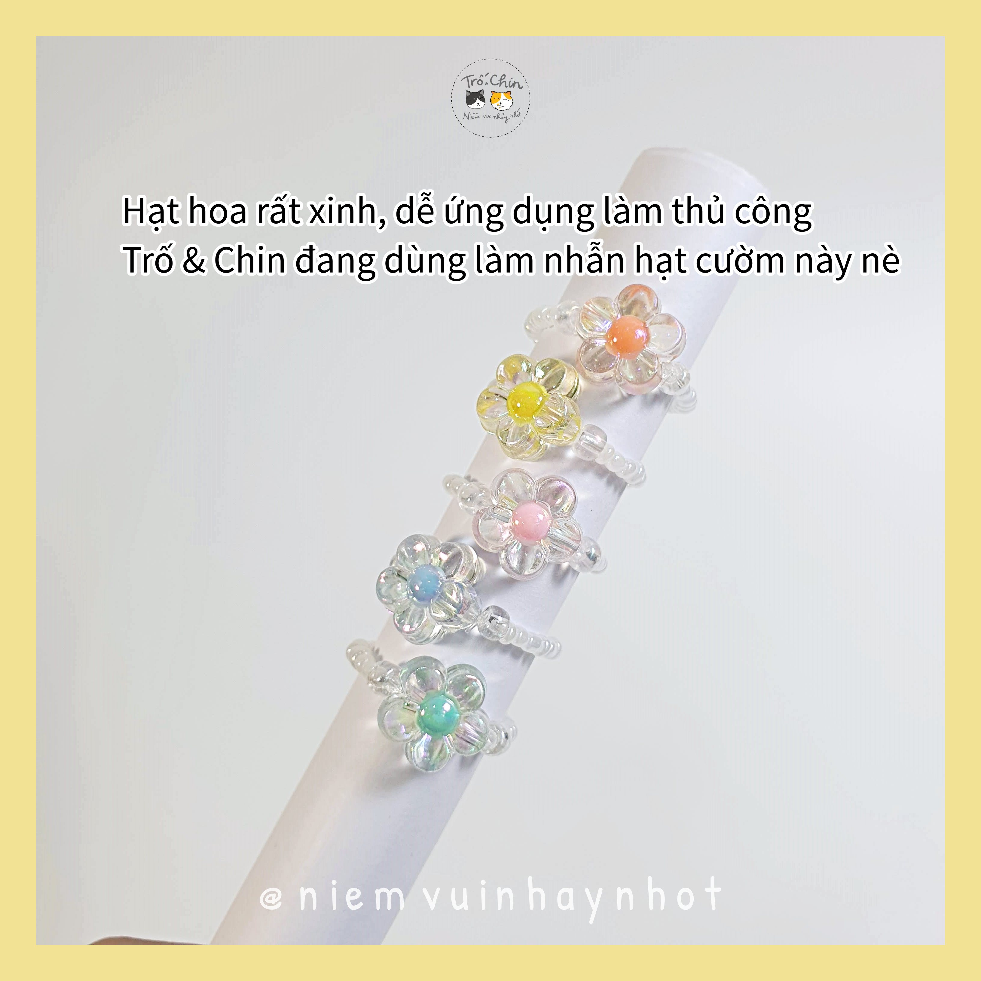 Set 10 hạt xỏ Hoa mẫu mới 12mm nhiều màu để lựa chọn