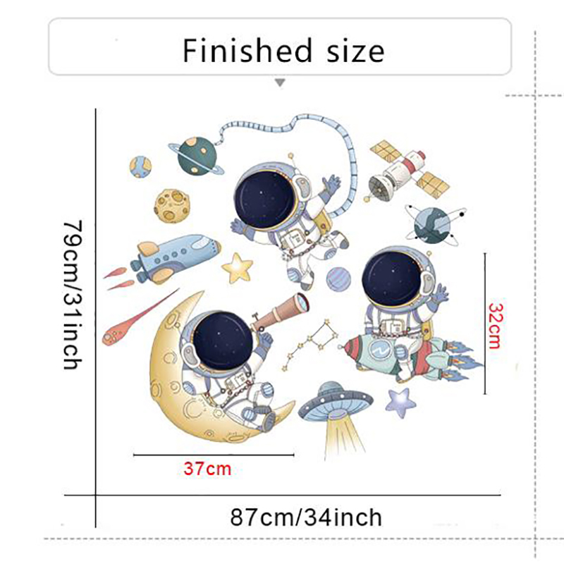 Removable Cartoon Space Astronaut Wall Stickers for Kids room Nursery ...