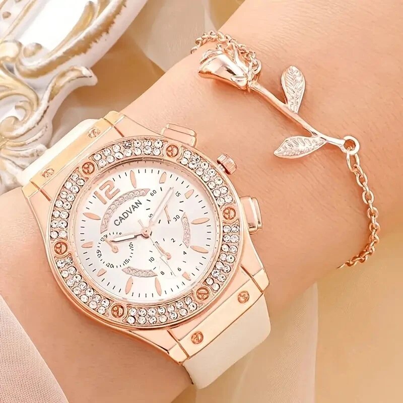 【Flash sale】 Watches Set Luxury Rhinestone Women Fashion Elegant Wristwatch Quartz Watch For Girl Ladies Clock Relogio Feminino.
