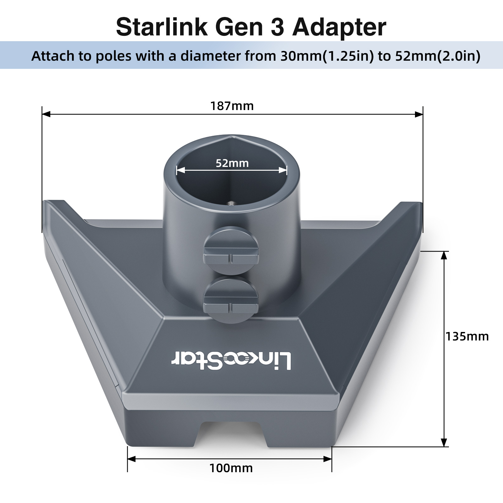 FOKEN Starlink Gen 3 Pipe Adapter Pole Mount Aluminum Alloy Bracket for ...