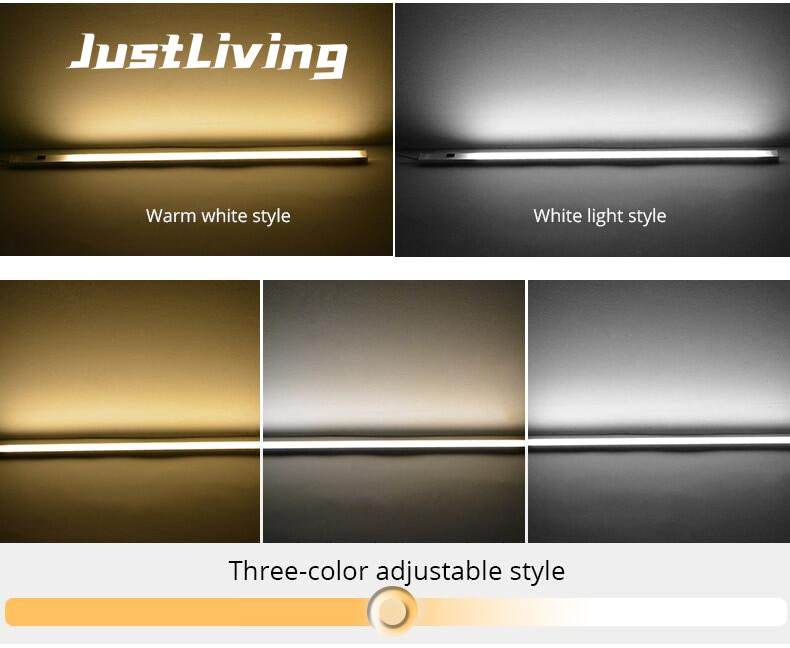 JustLiving Đèn LED Nhà Bếp Thông Minh Chạy Bằng USB 5V Đèn Cảm Biến Quét Tay Đèn Nền Độ Sáng Cao Cho Tủ Quần Áo Ngăn Kéo 30/40/50cm