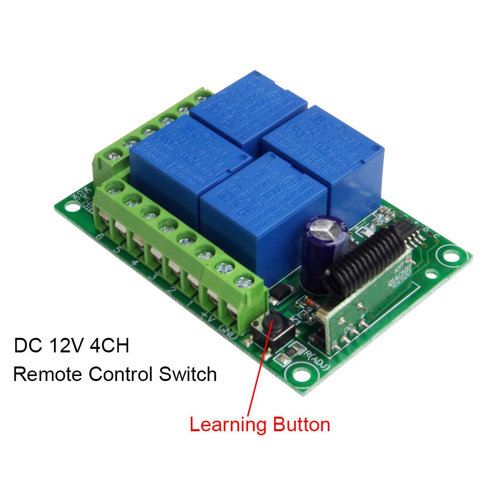 Qiachip%20433mhz%20Wireless%20Remote%20Control%20Dc%2012v%204ch%20Relay%20Switch%20Module%204pcs%20Rf%20Controllor%20Diy%20-%20Image%202