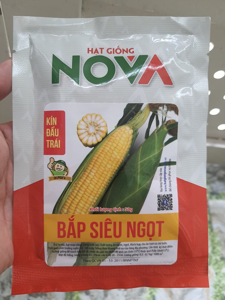 Hạt giống Bắp vàng Siêu ngọt (bắp ngọt vang mỹ ) Nova - gói 50gram