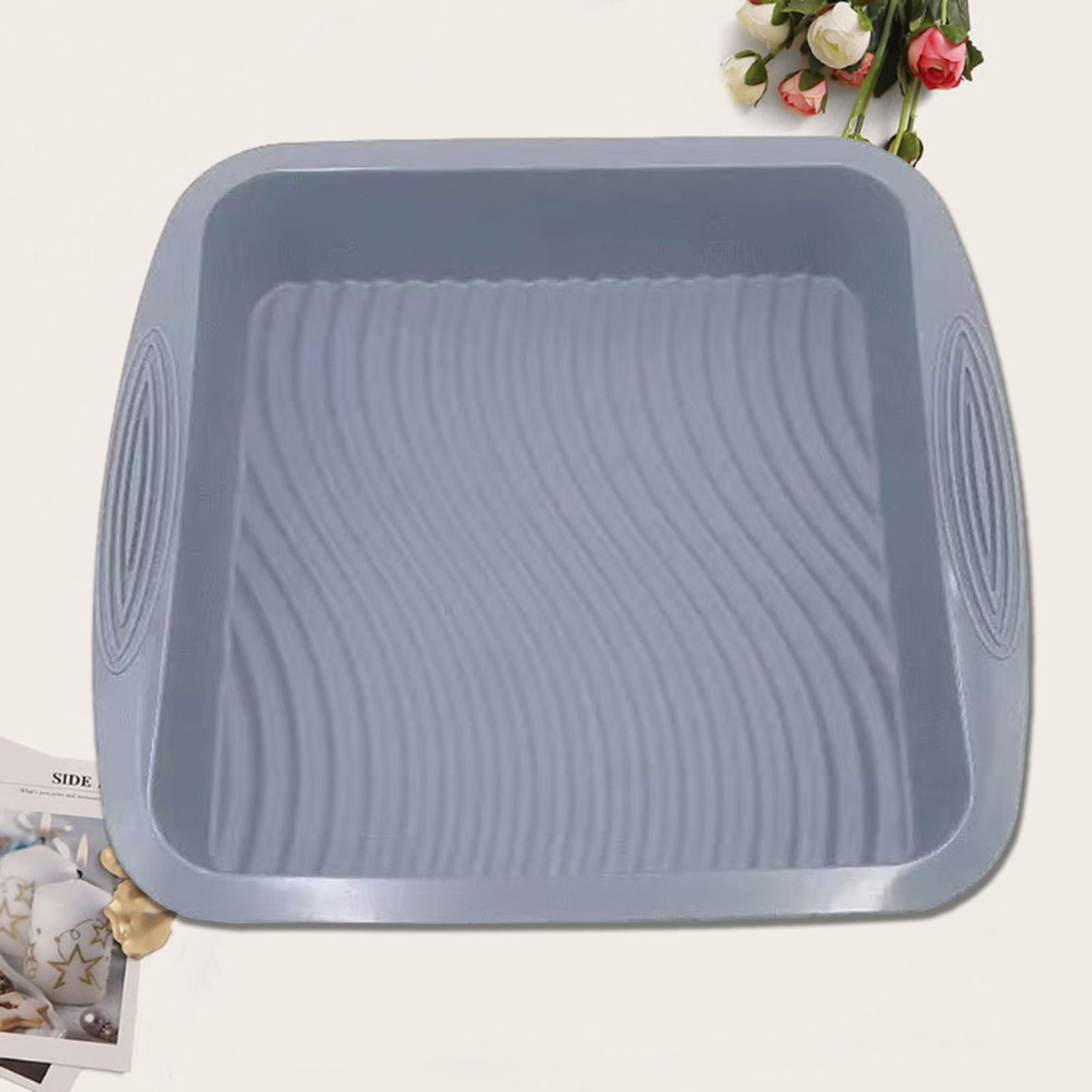 Square Cake Pan Wave Pattern Cake Mold Nonstick Silicone Cake Pan Easy Release High Temperature Resistant Perfect for Diy Baking 9 Inch Square Mold less Than