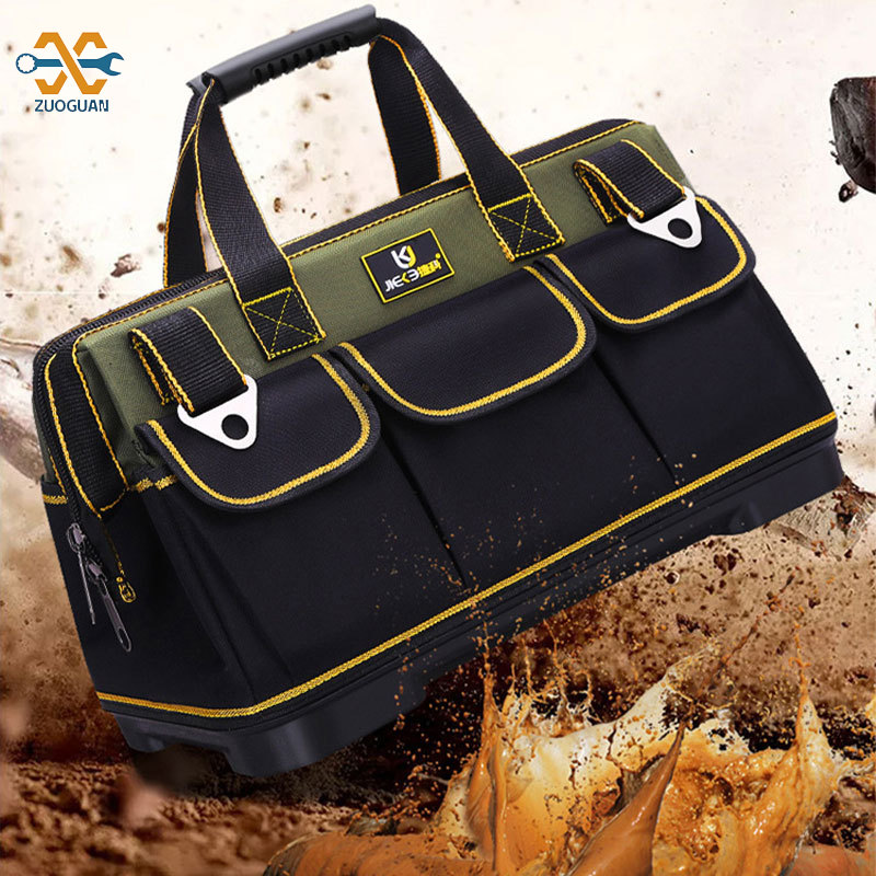 ZUOGUAN Plastic bottom multifunctional maintenance hardware kit waterproof Oxford canvas thickened waterproof portable worker Tool bag
