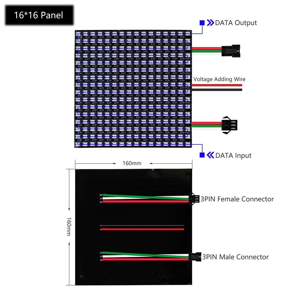 Deong DC5V cá nhân địa chỉ ws2812b 8x8 16x16 8x32 WS2812 RGB LED ma trận đèn dạng tấm mô-đun pixel Màn hình pixel Bảng Led đèn dạng tấm bảng điều khiển ánh sáng