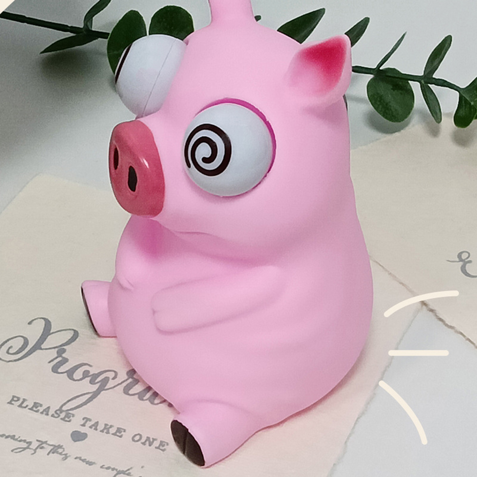 microgood Pink Pig Toy Fun Decompression Plastic Attract Attention Comfortable Hands Feeling Pink Pig for Kids