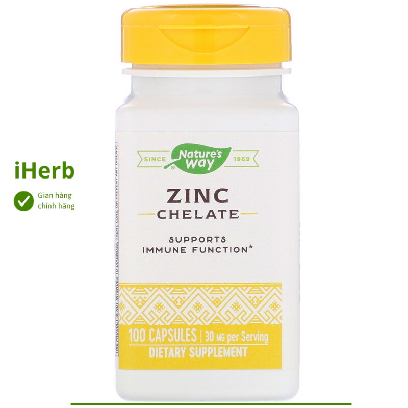 Zinc Chelate, 30 mg, Nature's Way, 100 Capsules - iHerb Vietnam