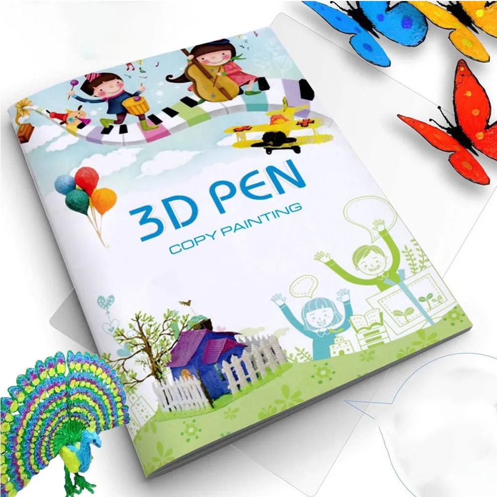 Cute 22/40 Patterns 3D Printing Pen Drawing Book Thick Paper Painting Template 3D Pen Paint Album Clear Plate Copying Drawing Board Early Education. 