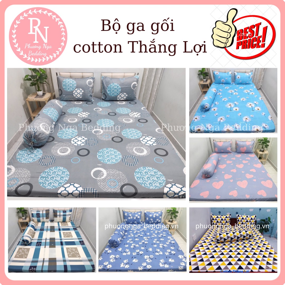 [HCM]Bộ Drap+ Áo Gối COTTON THẮNG LỢI đủ kích thước (Ib chọn mẫu)