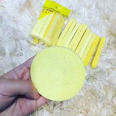 [HCM]Gói 12 Miếng Bọt Biển Nén Rửa Mặt Chivey Hàn Quốc (giao màu ngẫu nhiên)