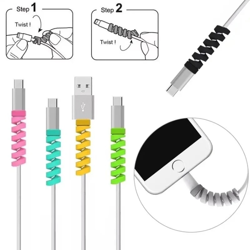 1/12PCS Cable Protector Universal Data Cord Spiral Winder Organizer Cover for Iphone USB Charge Cable Cord Protector Accessory