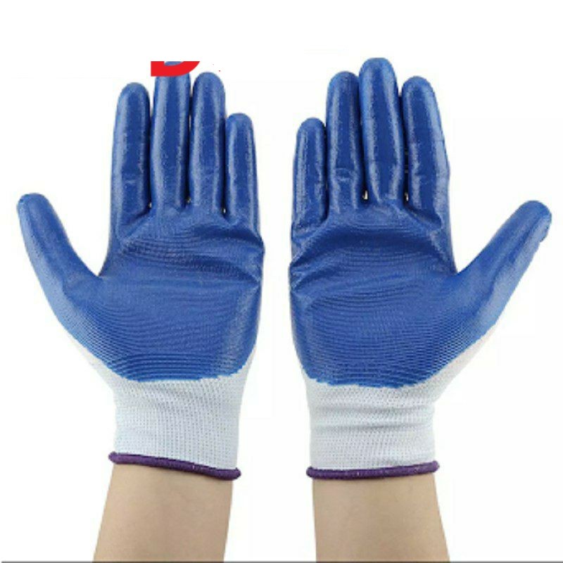 Gloves labor protection paint blue gloves, hand-painted green durable, beautiful, toughness, gardening gloves common safety Labor-genuine goods safety Mart official