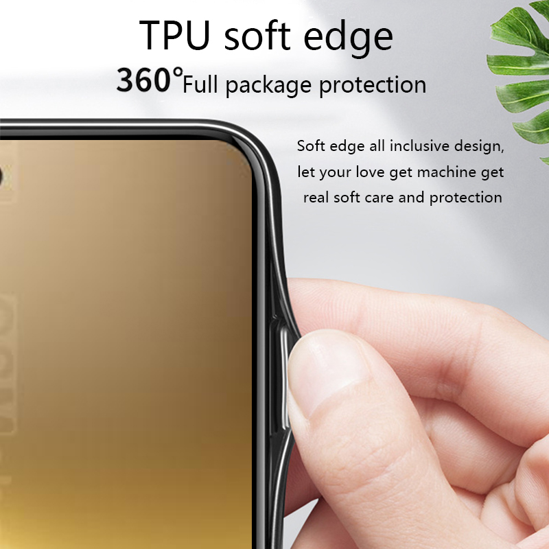 Biruiqu For VIVO X200 Pro Shockproof Starry Colorful Tempered Glass Back Soft Silicone Edge Case Cover. 