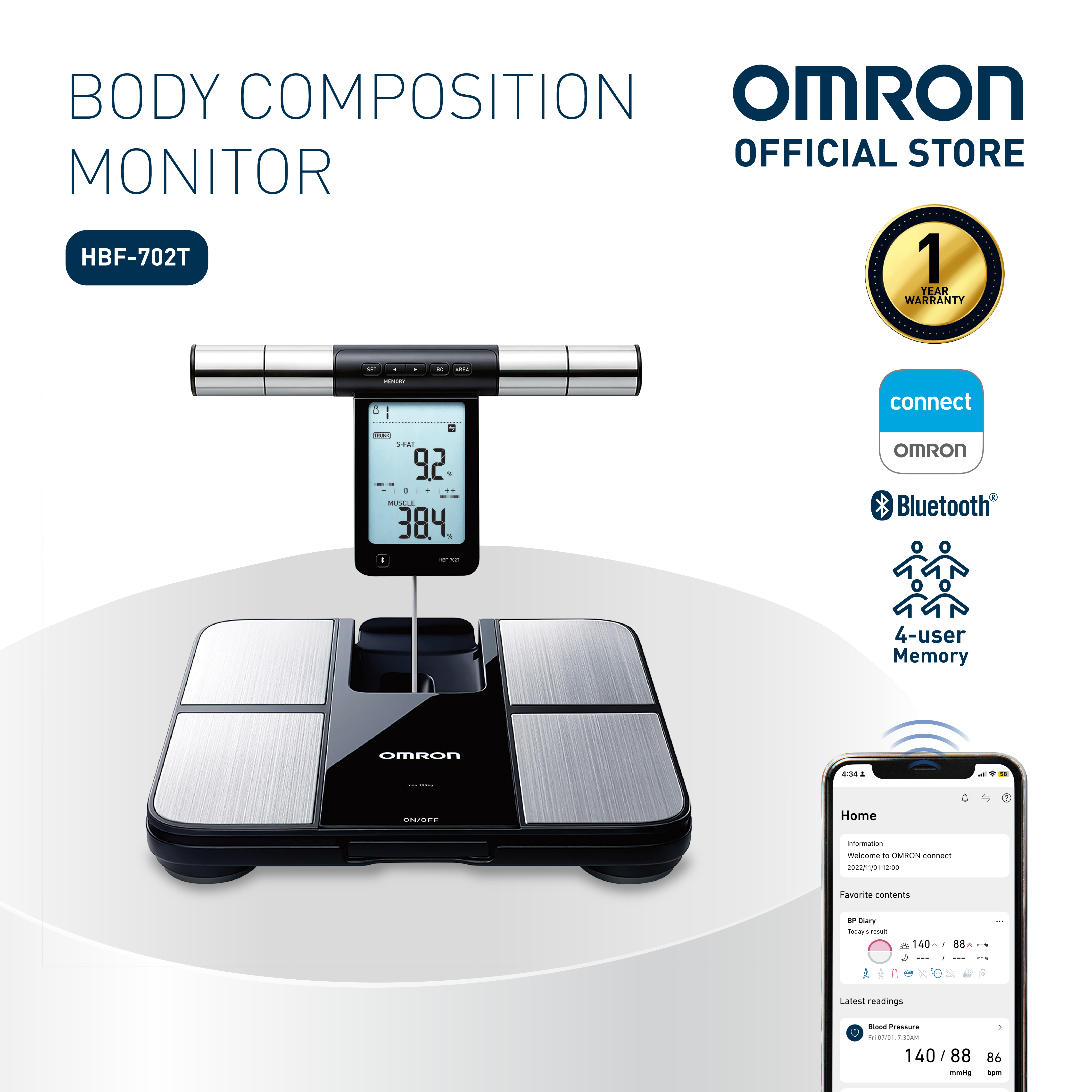OMRON Body Composition Monitor HBF-702T (1 year warranty) | Lazada