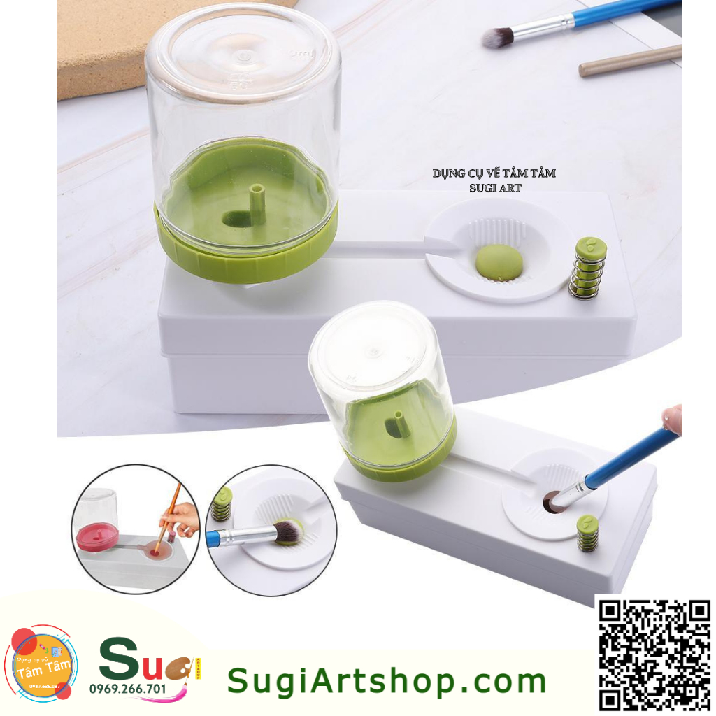 Máy rửa cọ vẽ tranh - dụng cụ rửa cọ - smart wash brush cleaner