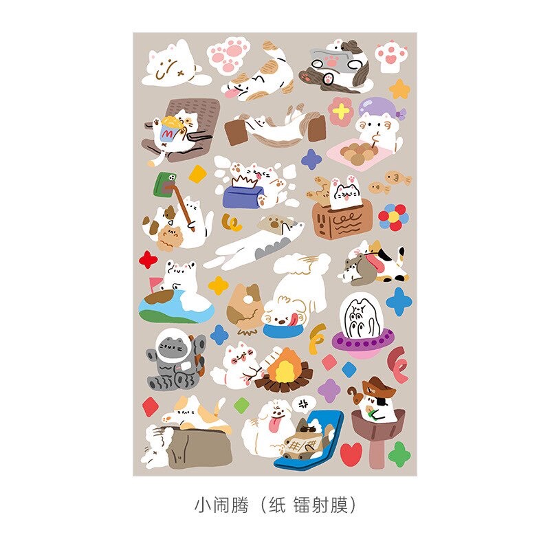 Sticker gấu cán nhũ lấp lánh trang trí sổ, toploader
