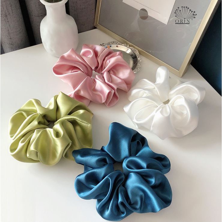 [HCM]Cột tóc Scrunchies nhiều mầu phi bóng, lụa bóng có lựa màu phong cách Hàn Quốc - Selenshop