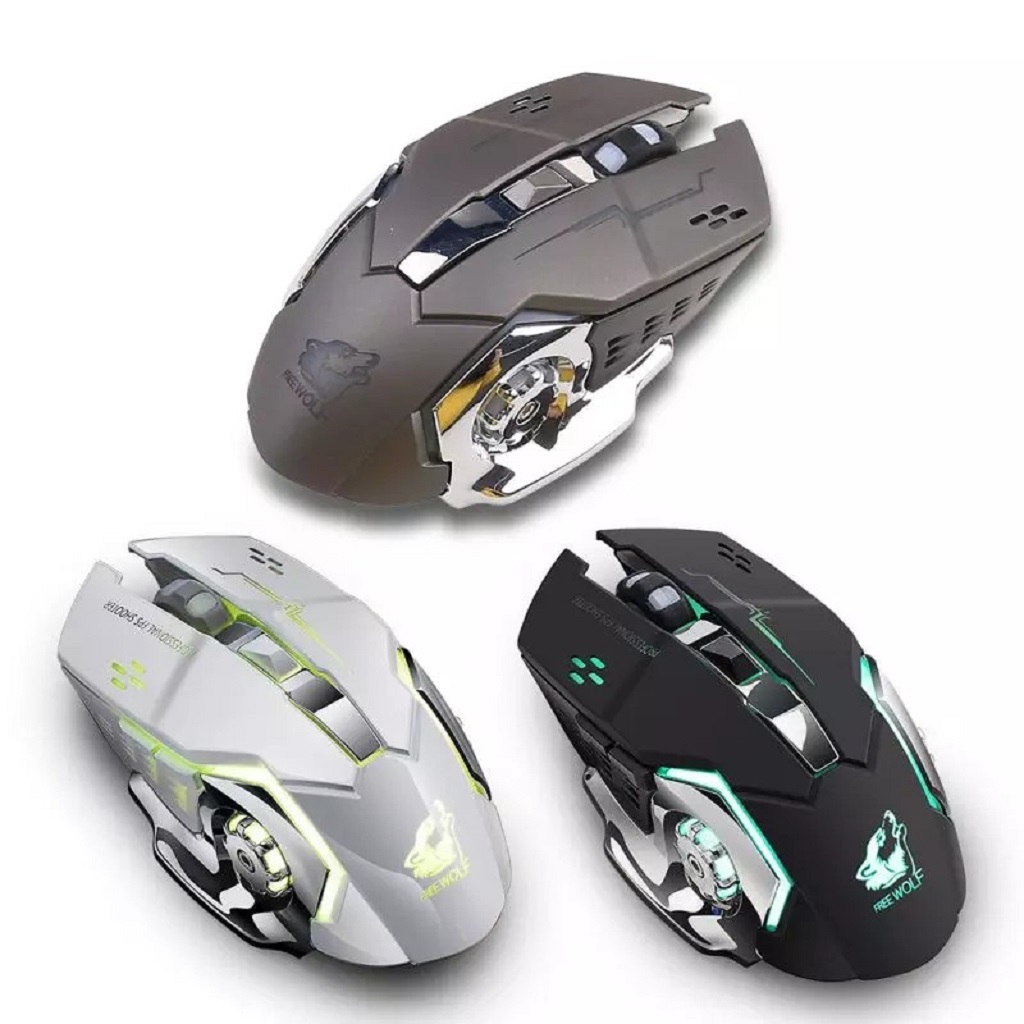 free wolf x8 chuột không dây gaming  cao cấp pin sạc lại có đèn led 7 màu