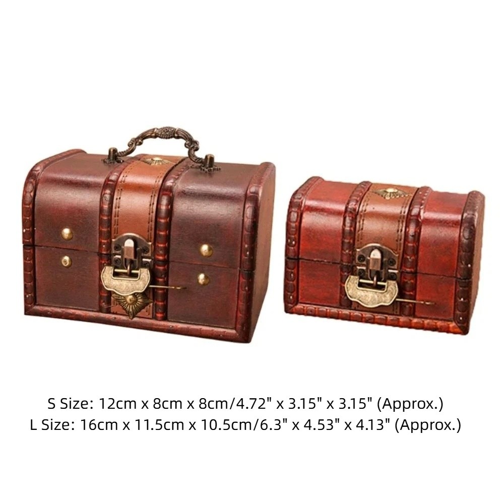Antique Vintage Treasure Chest Decorative Wooden Jewelry Storage Box ...