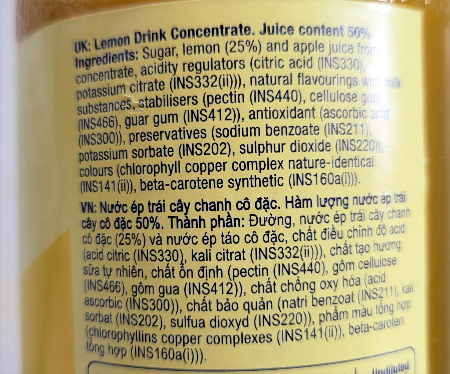 [Chai 800ml – CHANH] NƯỚC ÉP CÔ ĐẶC [Malaysia] SUNQUICK Lemon Fruity and Refreshing (halal)