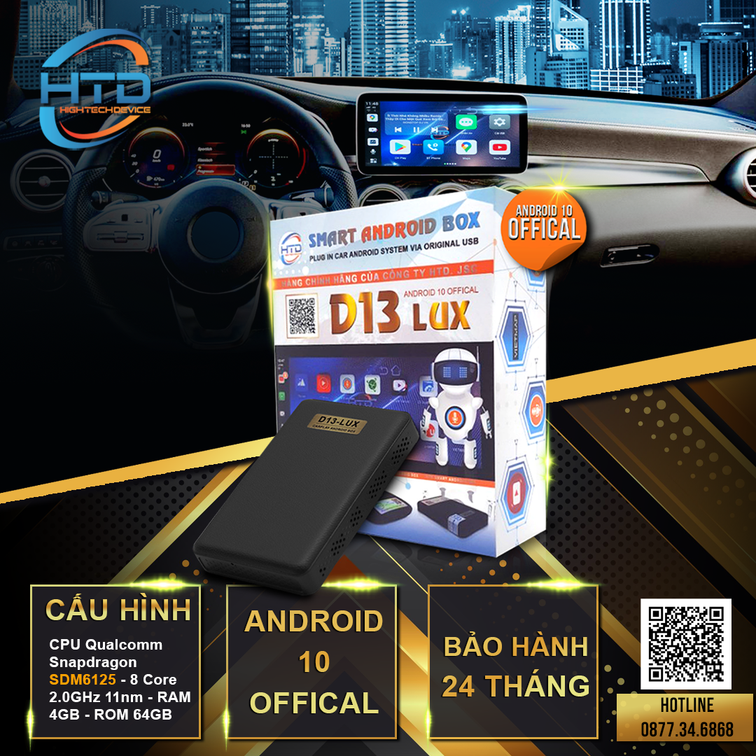 HTD Smart Android Box ô tô D13 Lux – Android 10 Offical