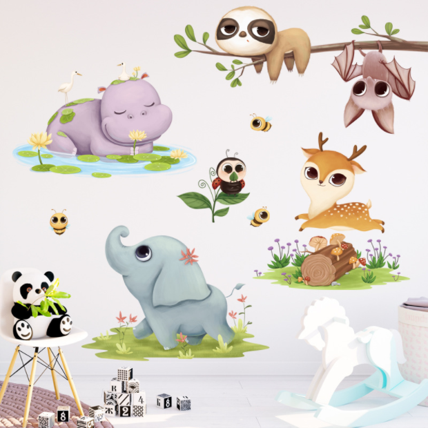 Decal trang trí tường - Động vật dễ thương