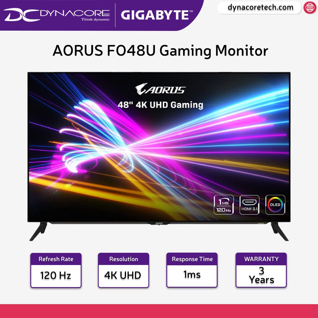 DYNACORE - Gigabyte AORUS FO48U 48 4K OLED Gaming Monitor, 3840x2160 , 120  Hz Refresh Rate, 1ms Response Time (GTG)