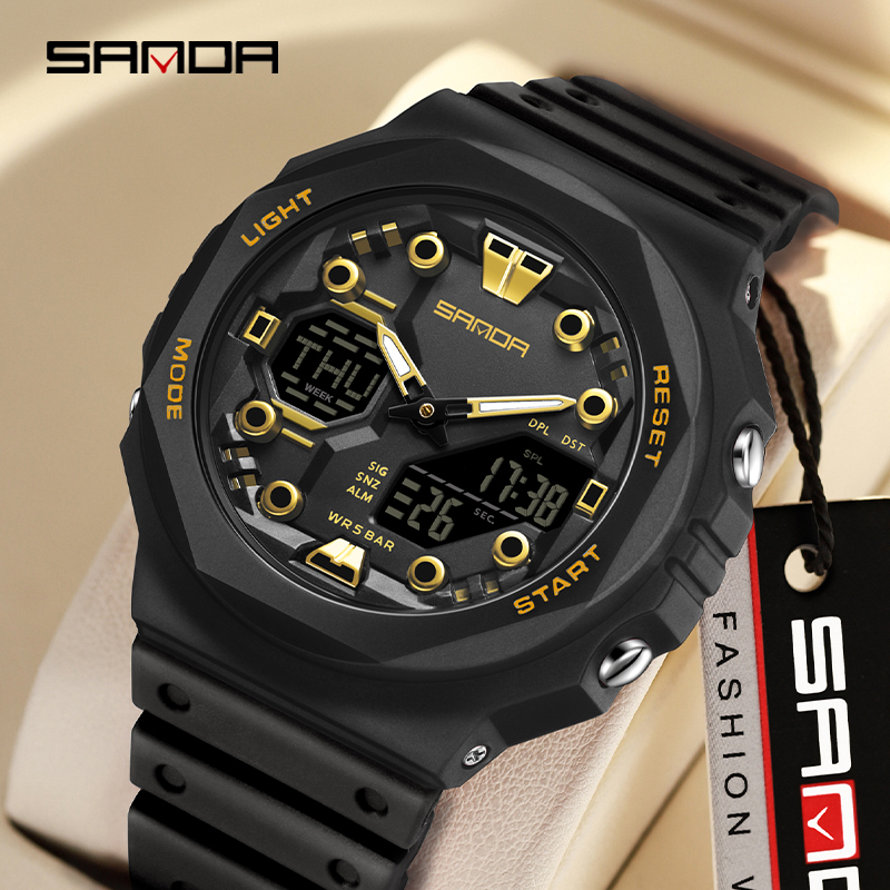 Sanda Large Dial Multifunctional Trendy Urban Outdoor Waterproof Sports Men's Watch SD6200-2.