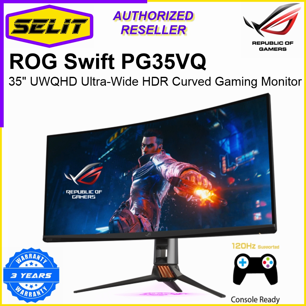 ASUS ROG Swift PG35VQ 35" UWQHD Ultra-Wide HDR Curved Gaming Monitor with Overclockable 200Hz [Selit Trading] Lazada Singapore