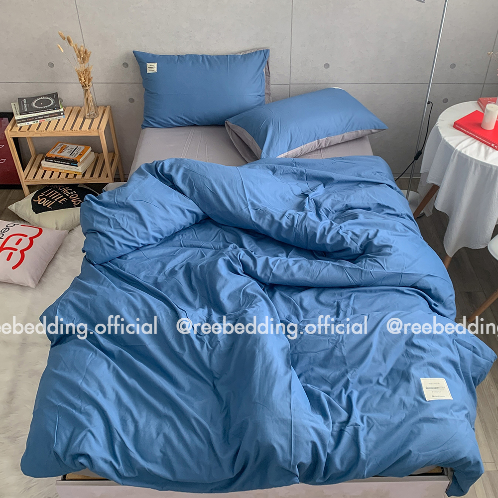Bộ chăn ga gối Cotton TC REE Bedding XD đậm phối ghi CTC113 đủ size giường nệm 1m2, 1m4, 1m6, 1m8, 2m