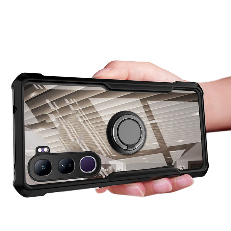 For VIVO Y21D Y31 Phone Case Ring Ultra Thin Clear Car Kickstand Bracket Soft Air Cushion Shockproof Armor Cover for Vivo Y31 Y21D Cover Casing HP.