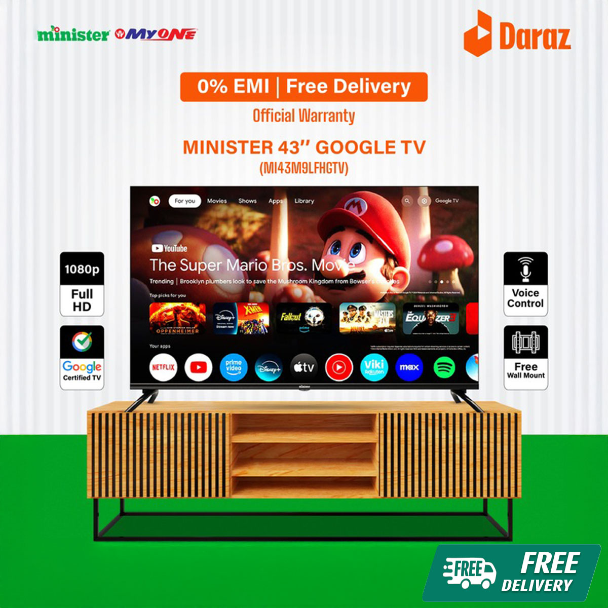 MINISTER 43 INCH 4K GOOGLE TV (MI43M9Q4KGTV) With Free delivery | Daraz ...