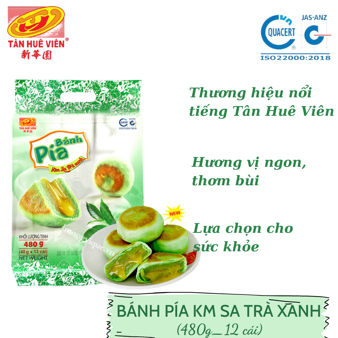 BÁNH PÍA KIM SA TRÀ XANH (480g_12 cái)