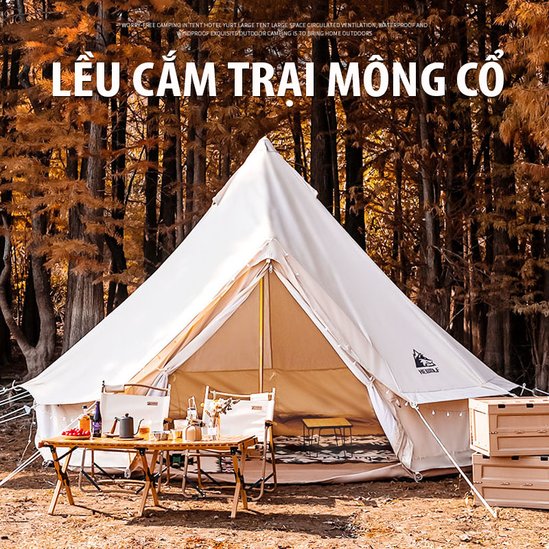 Lều Cắm Trại Mông Cổ Du Lịch Dã Ngoại Kích Thước 3m,4m Rộng Rãi