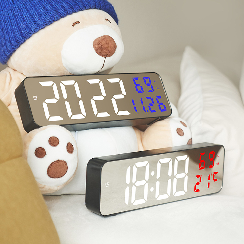 YONUO Clock Multi-functional LED alarm clock Simple mirror clock living room wall clock