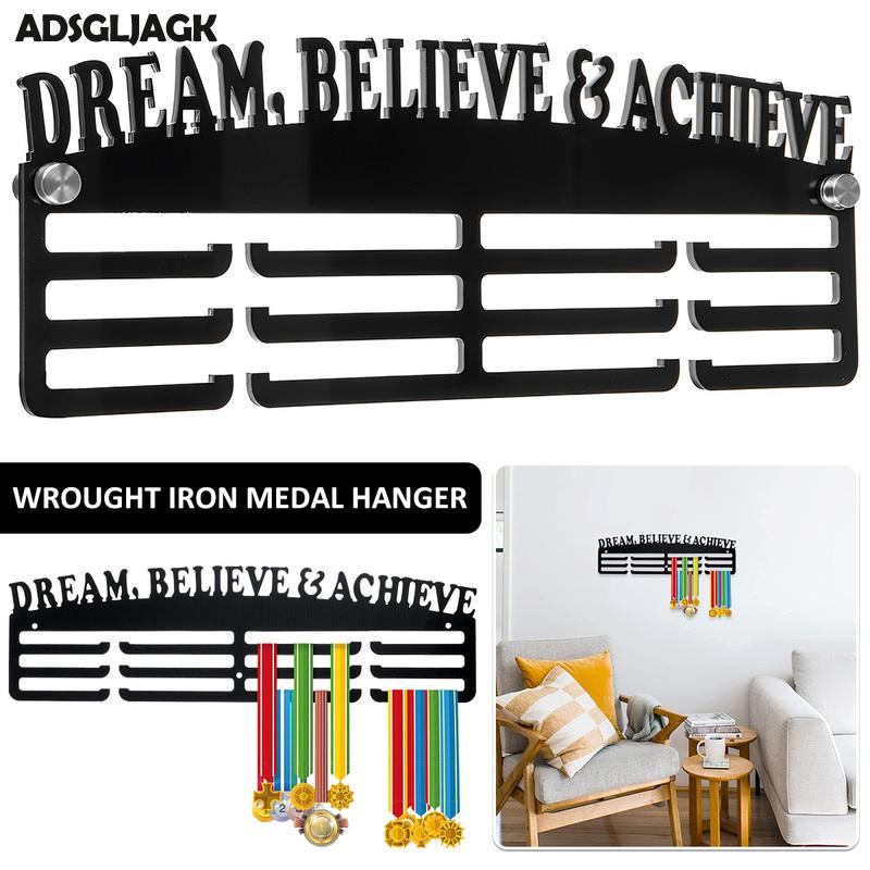 Medal Display Hanger Wall Mounted Stainless Steel Medal Display Rack Decorative Black Medal Holder Heavy Duty Stainless Steel Medal Rack