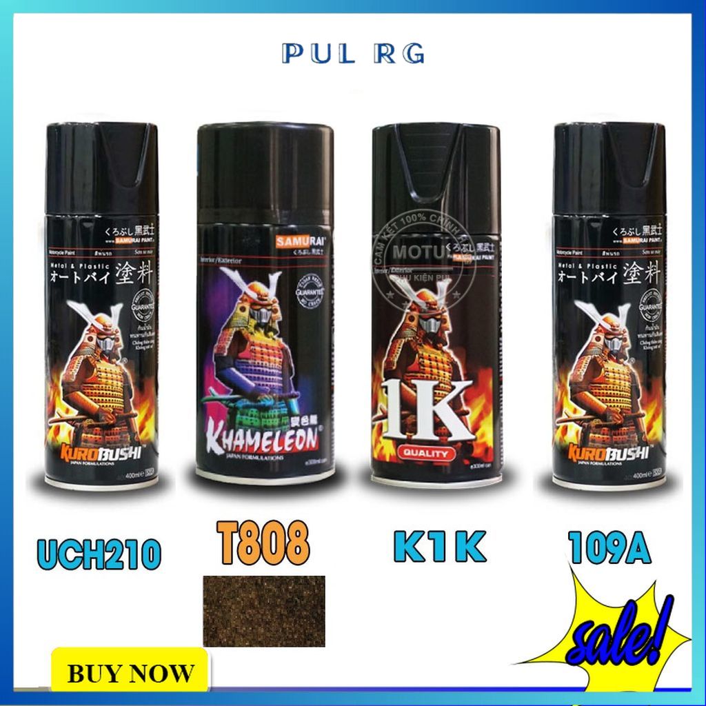 Combo 4 chai sơn samurai k4 t808 màu 3d khameleon gồm t808 - uch210 - 109a - k1k - giấy nhám p800