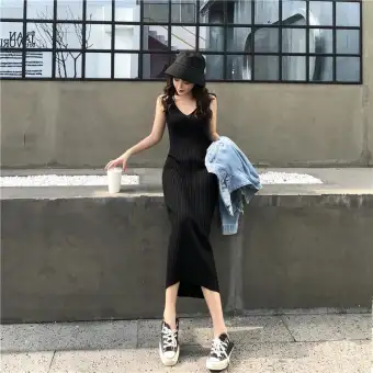 black jersey vest dress