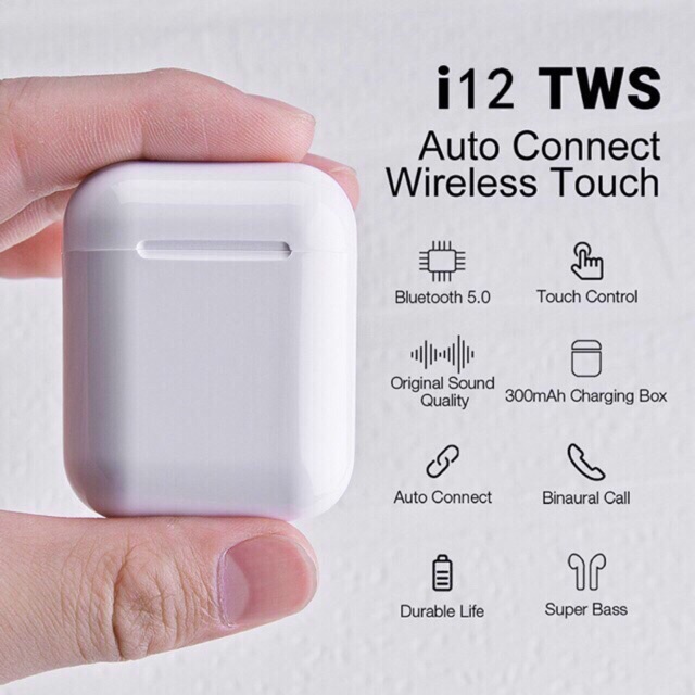 Tai nghe bluetooth nhét tai không dây TWS inpods i12 kèm vỏ bảo vệ Áp dụng cho ios và