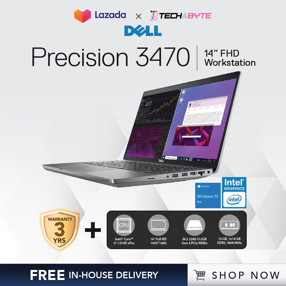 Dell Precision 3470 14" FHD i71270P vPro 16GB DDR5 512GB SSD
