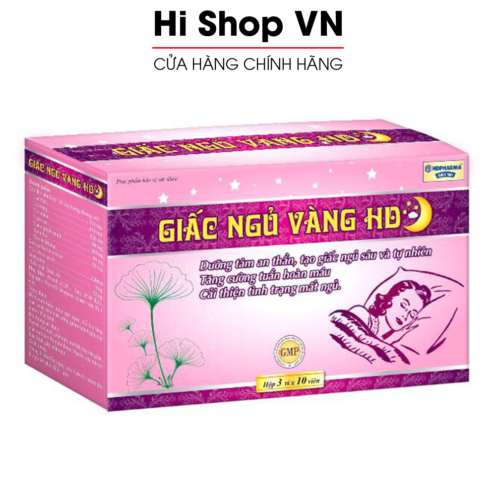 Viên uống ngủ ngon thảo dược Giấc Ngủ Vàng HD dưỡng tâm an thần, giảm stress mất ngủ - Hộp 30 viên