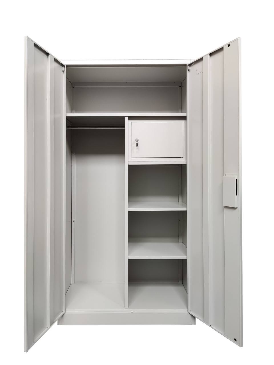 Steel Swing Door Cabinet with hanger compartment drawer and shelves ...