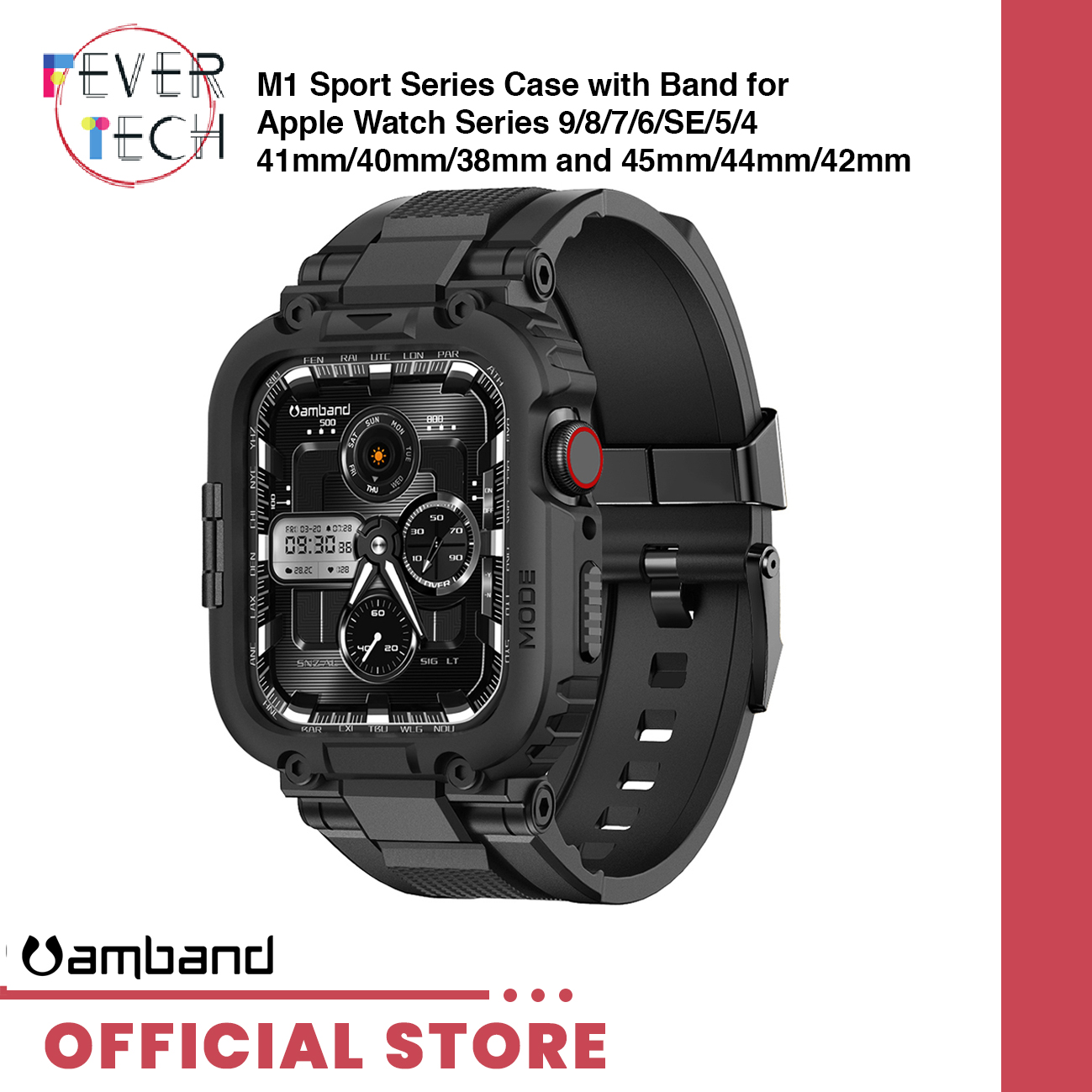 amBand M1 Sport Series Case with Band for Apple Watch Series 9/8/7