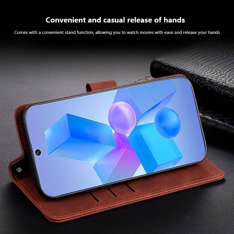 Tokifu For Infinix Hot 40 New Business Minimalist Flip Style Leather Anti Fall Protective Back Cover.