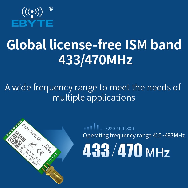 LoRa LLCC68 433MHz Wireless Module 470MHz 30dBm Long Range 10km RSSI EBYTE E220-400T30D SMA-K DIP UART Transmitter Receiver
