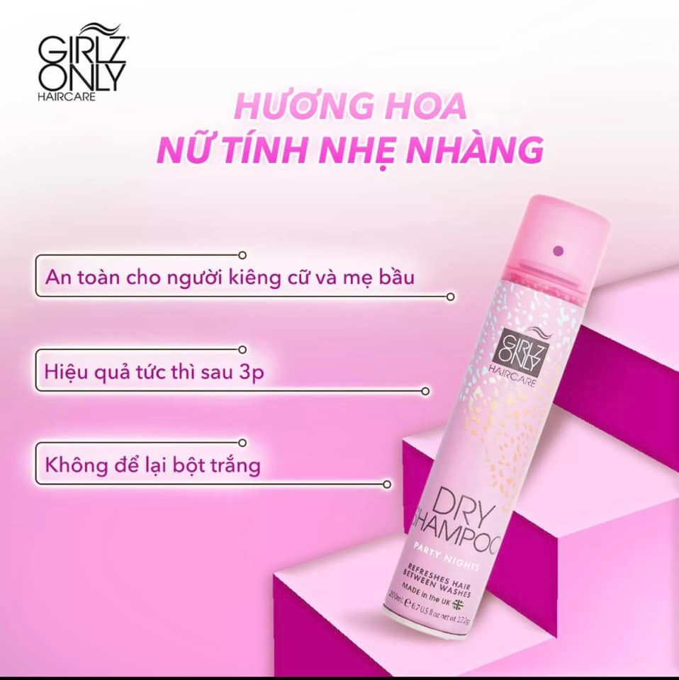 DẦU GỘI KHÔ GIRLZ ONLY DRY SHAMPOO đủ màu